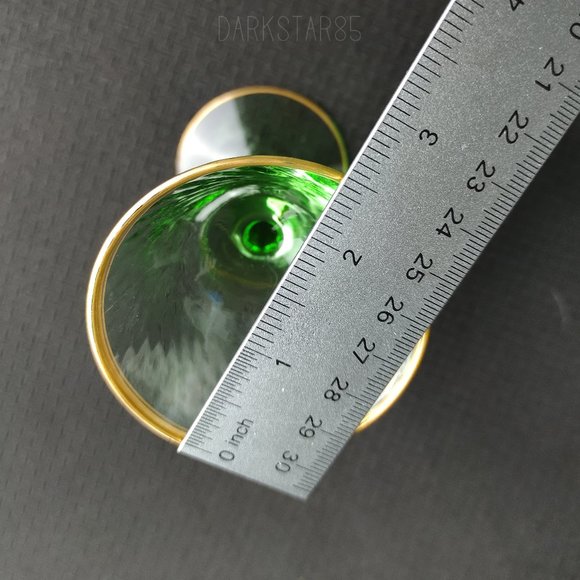Pair of Vintage Green Gold-Trimmed Small Stemware Glasses - Picture 8 of 8